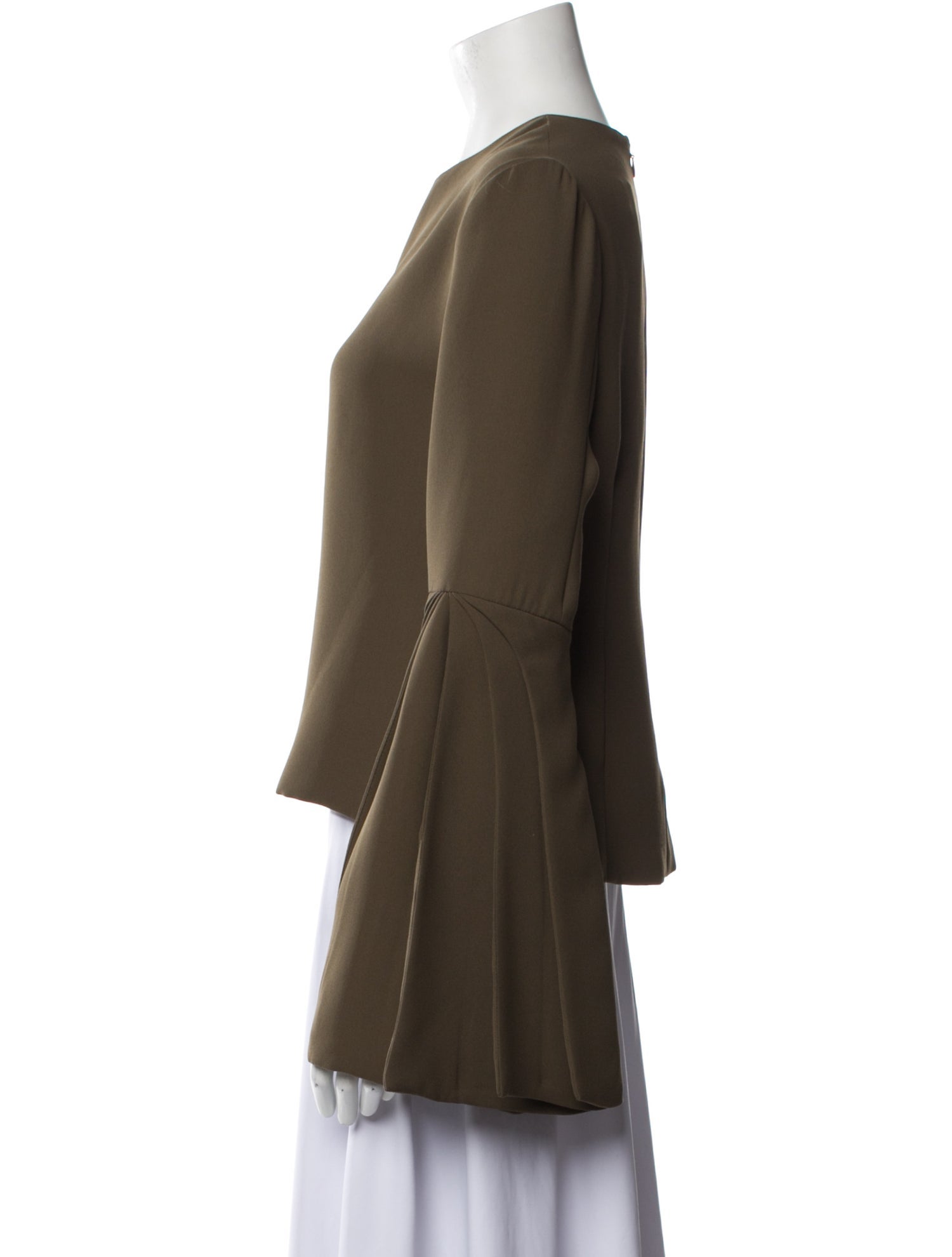 Brandon Maxwell Crew Neck Long Sleeve Blouse