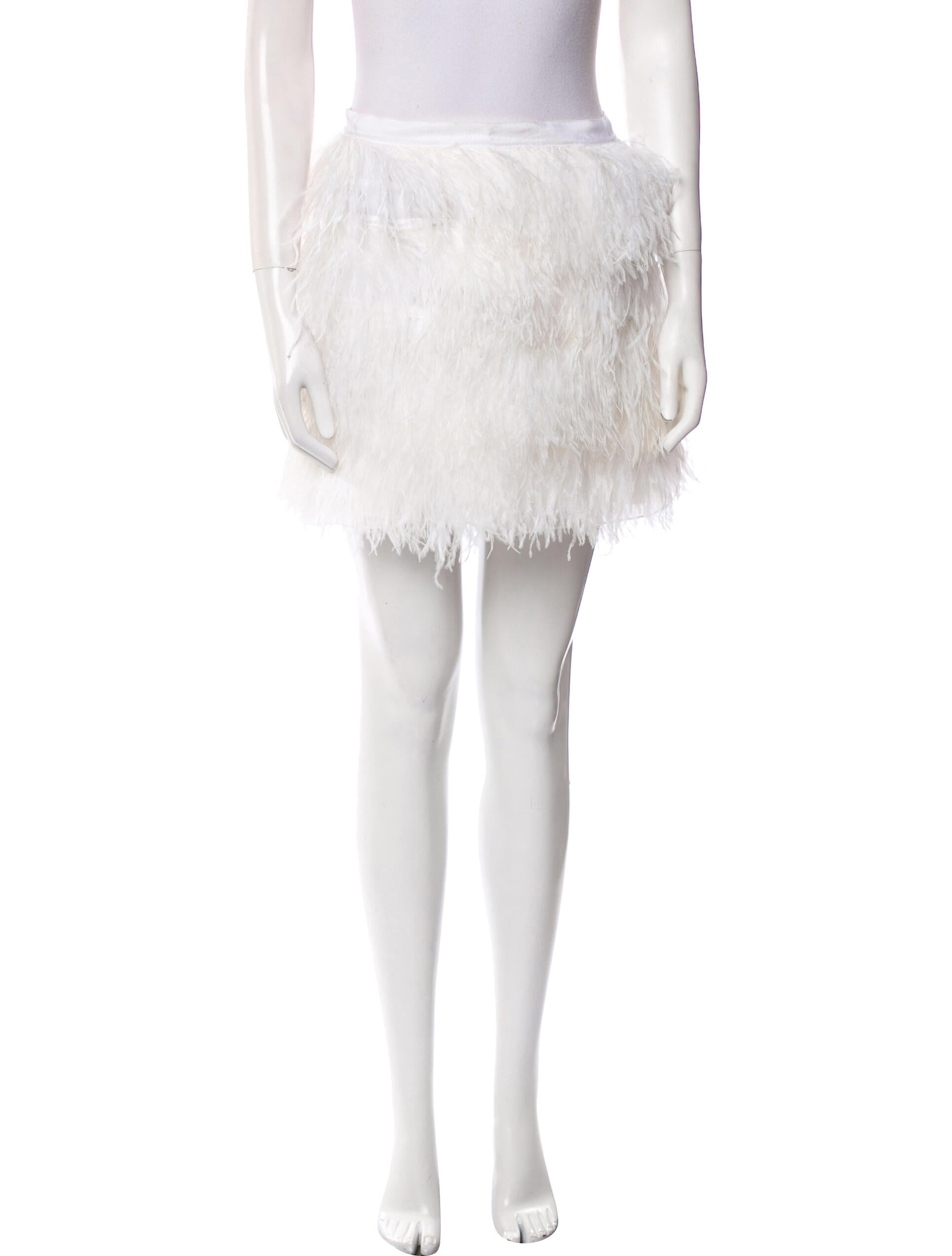 Brandon Maxwell Feather Trim Mini Skirt