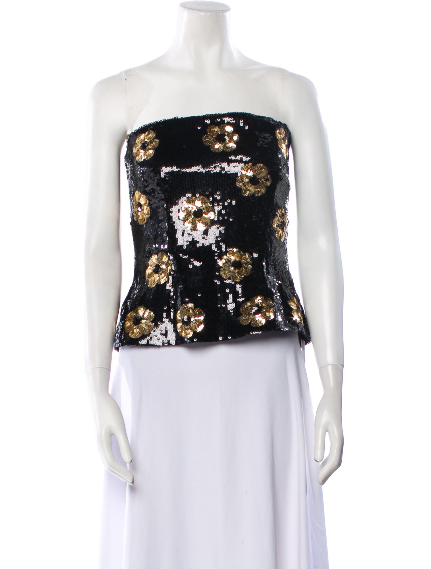 Brandon Maxwell Patterned Strapless Crop Top