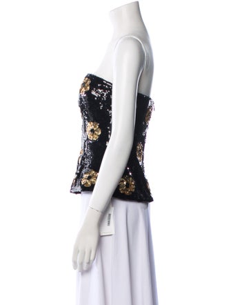 Brandon Maxwell Patterned Strapless Crop Top