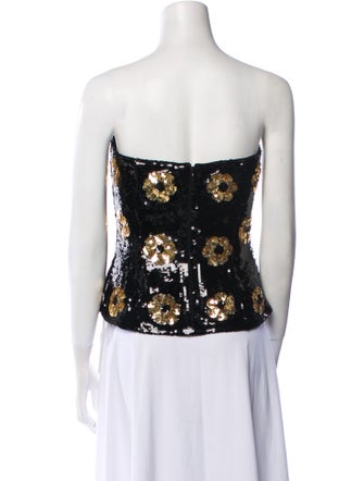 Brandon Maxwell Patterned Strapless Crop Top