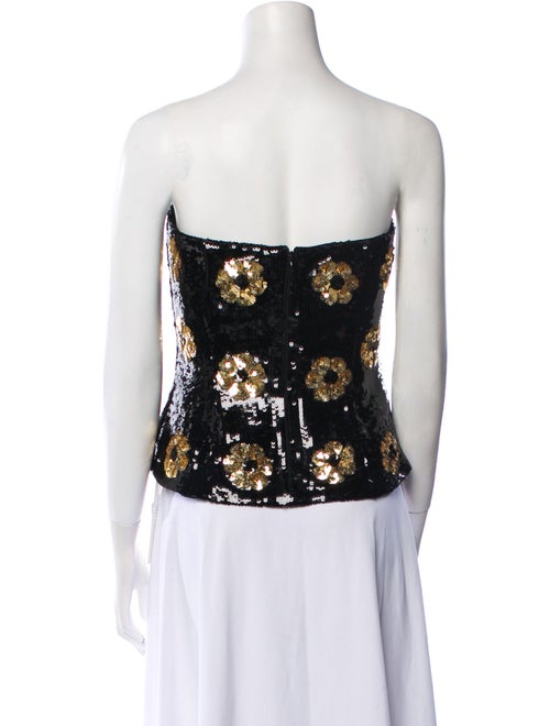 Brandon Maxwell Patterned Strapless Crop Top