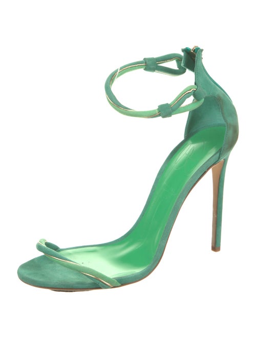 Brandon Maxwell Suede Leather Trim Embellishment Sandals