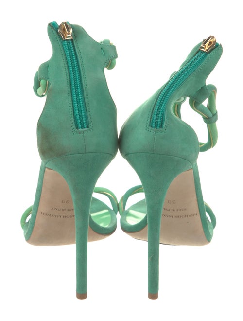 Brandon Maxwell Suede Leather Trim Embellishment Sandals