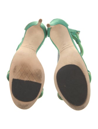 Brandon Maxwell Suede Leather Trim Embellishment Sandals