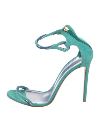 Brandon Maxwell Suede Leather Trim Embellishment Sandals