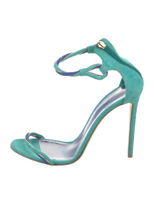 Brandon Maxwell Suede Leather Trim Embellishment Sandals