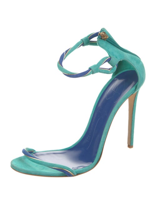 Brandon Maxwell Suede Leather Trim Embellishment Sandals
