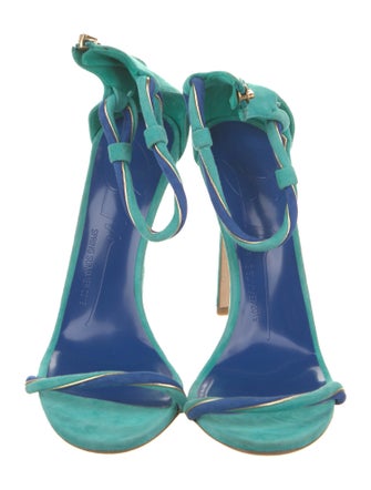 Brandon Maxwell Suede Leather Trim Embellishment Sandals