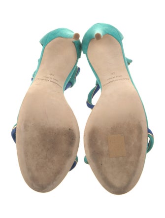 Brandon Maxwell Suede Leather Trim Embellishment Sandals