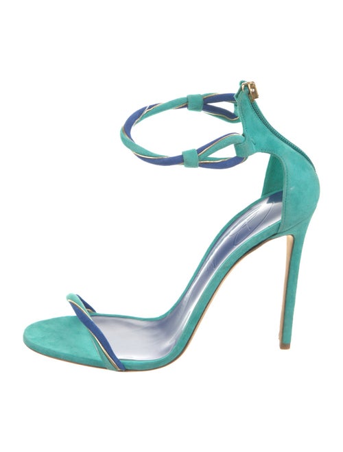 Brandon Maxwell Suede Leather Trim Embellishment Sandals