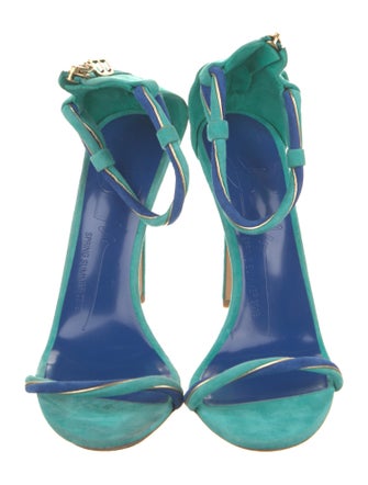 Brandon Maxwell Suede Leather Trim Embellishment Sandals