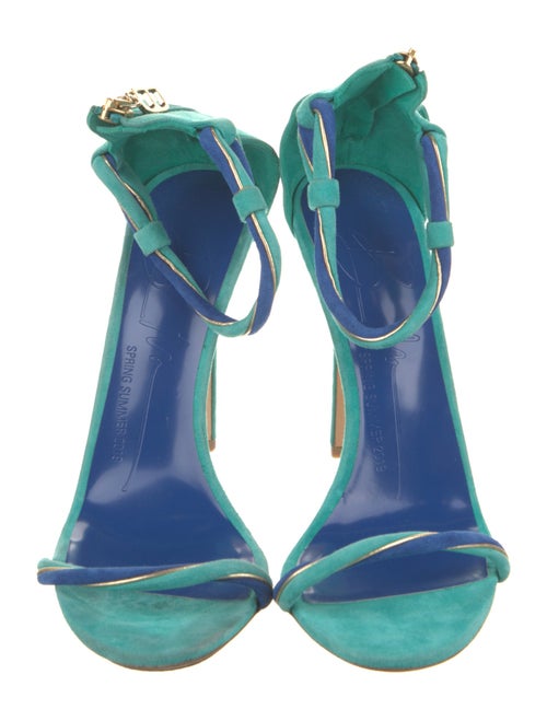 Brandon Maxwell Suede Leather Trim Embellishment Sandals