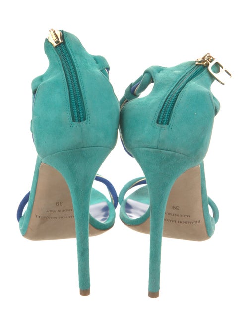 Brandon Maxwell Suede Leather Trim Embellishment Sandals