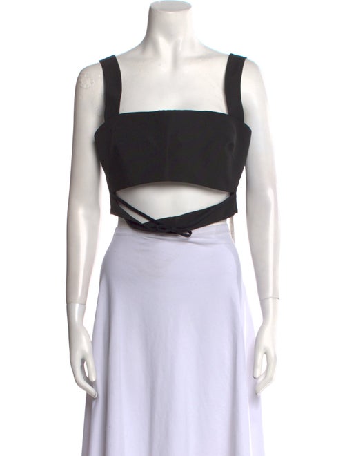 Brandon Maxwell Silk Square Neckline Crop Top