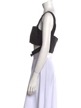 Brandon Maxwell Silk Square Neckline Crop Top