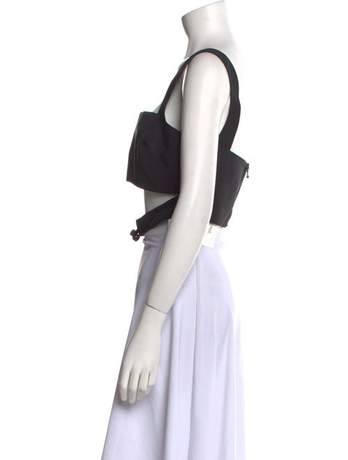 Brandon Maxwell Silk Square Neckline Crop Top