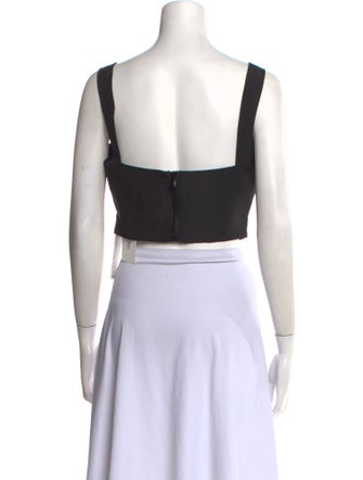 Brandon Maxwell Silk Square Neckline Crop Top