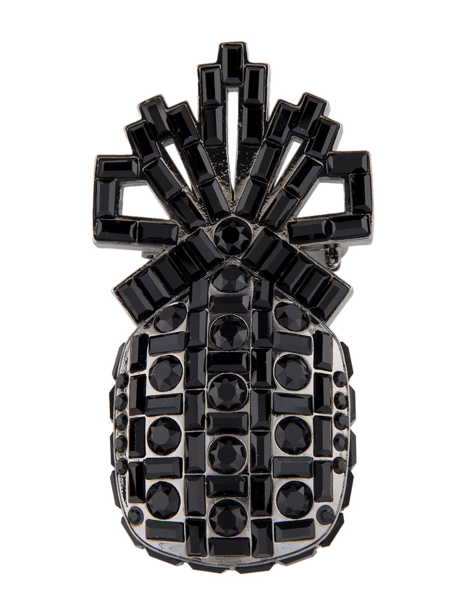 Brandon Maxwell Crystal Pineapple Brooch Pin