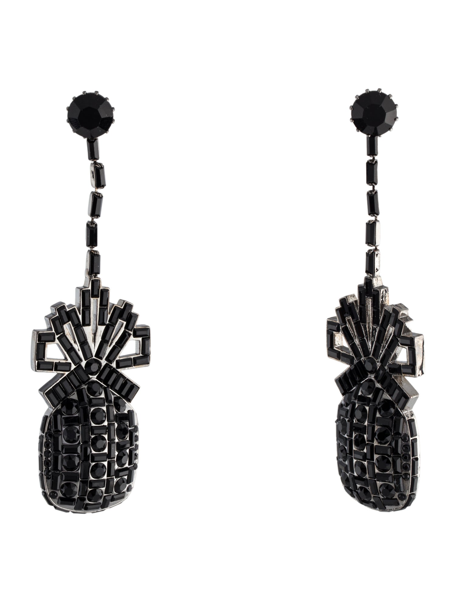 Brandon Maxwell Crystal Pineapple Drop Earrings
