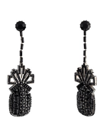 Brandon Maxwell Crystal Pineapple Drop Earrings