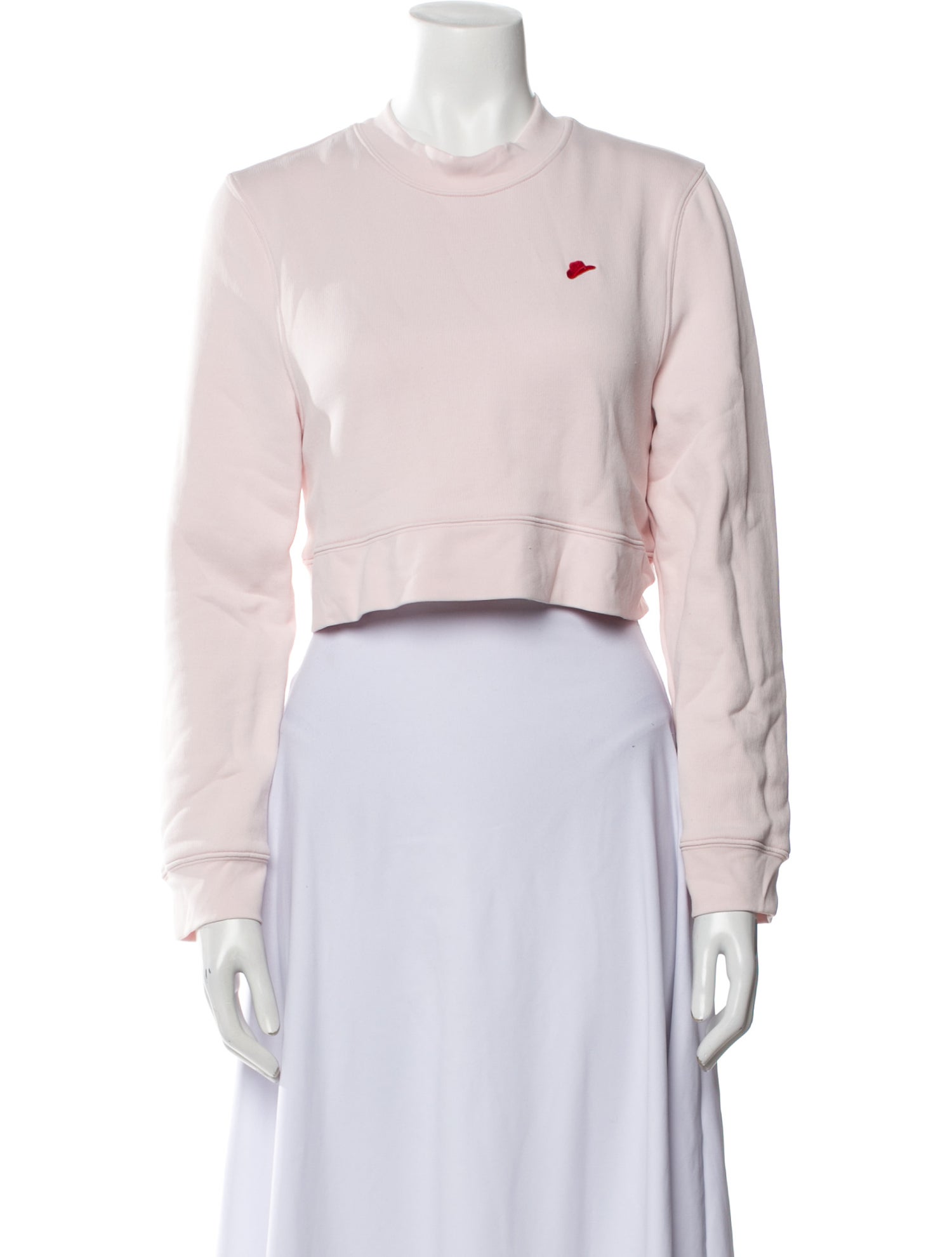 Brandon Maxwell Crew Neck Long Sleeve Crop Top