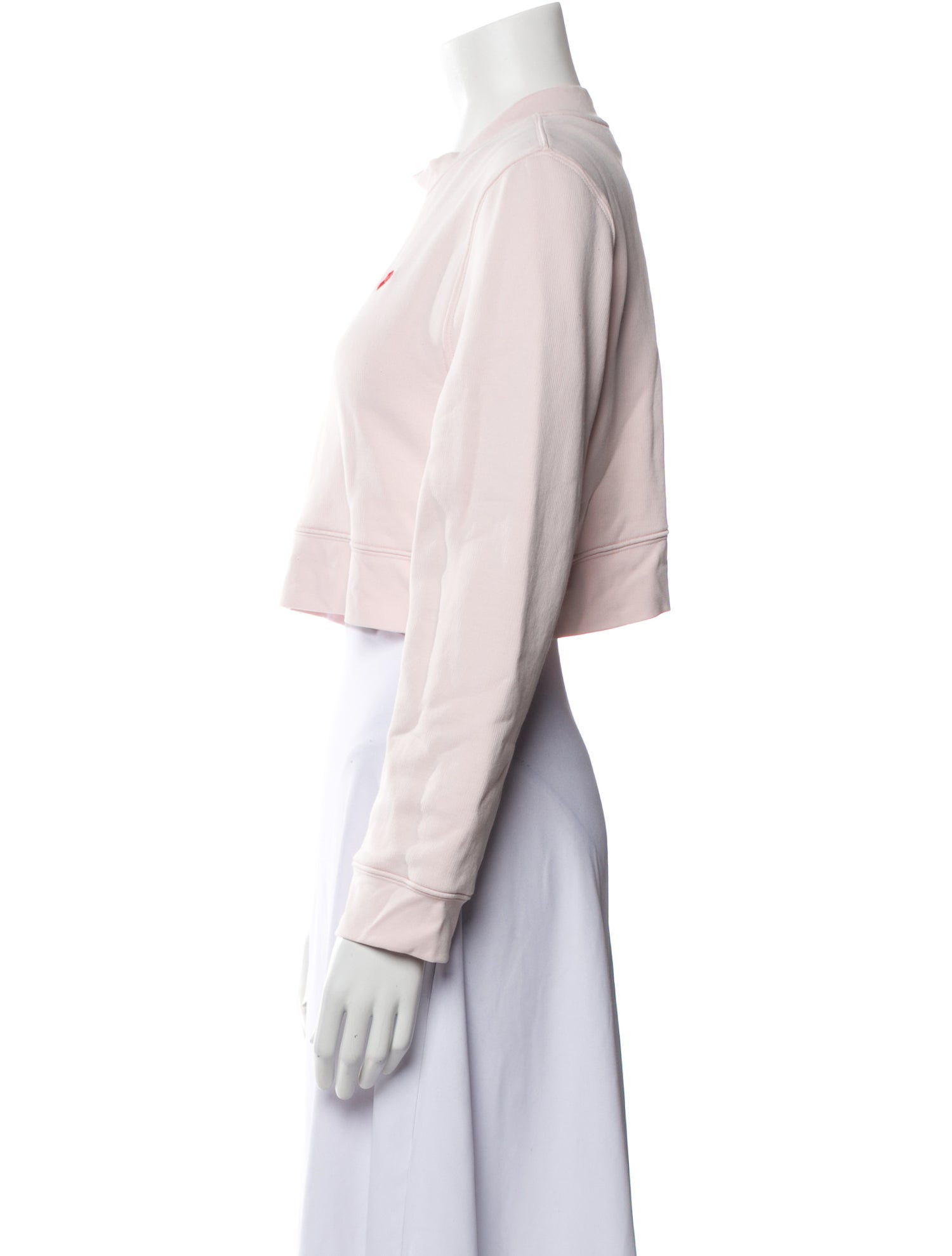 Brandon Maxwell Crew Neck Long Sleeve Crop Top