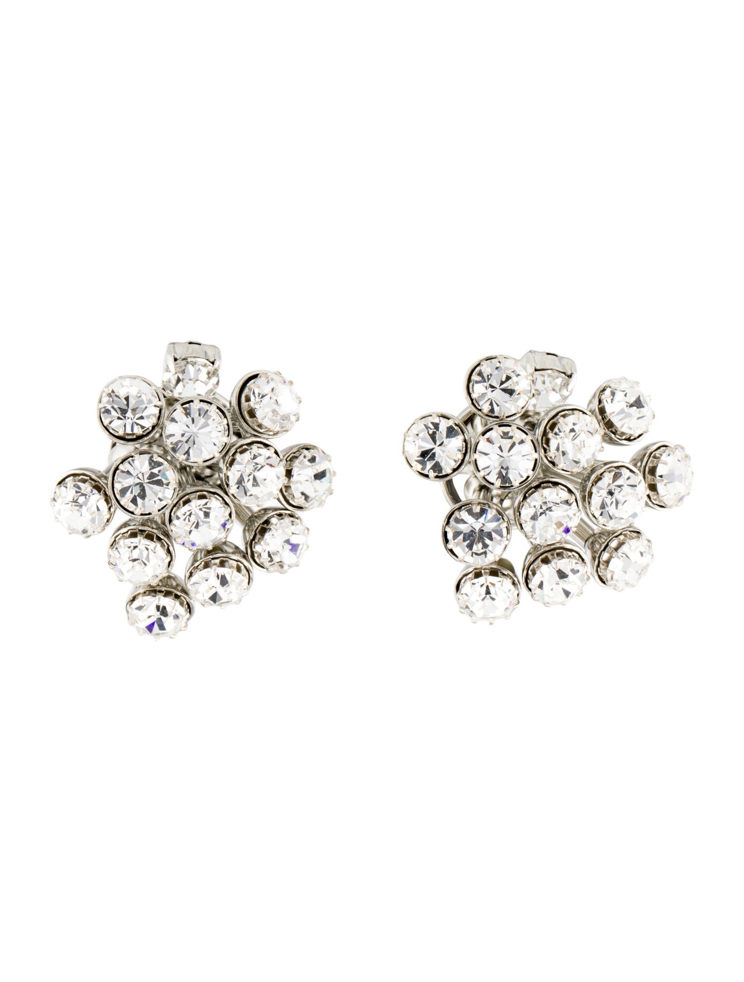 Brandon Maxwell Crystal Cluster Clip-On Earrings