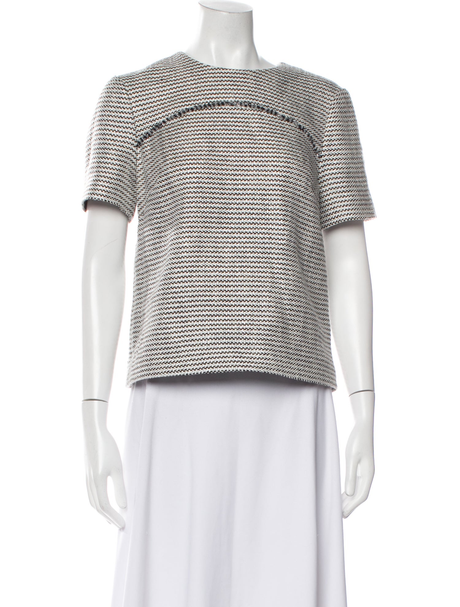 Brandon Maxwell Striped Bateau Neckline Top