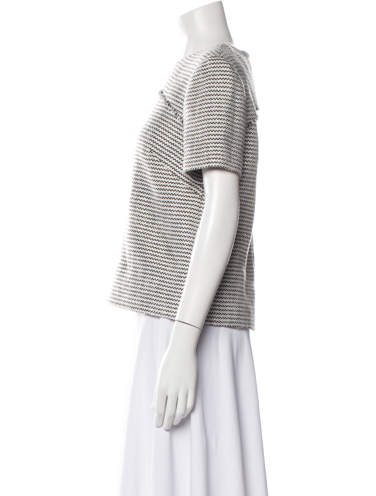 Brandon Maxwell Striped Bateau Neckline Top