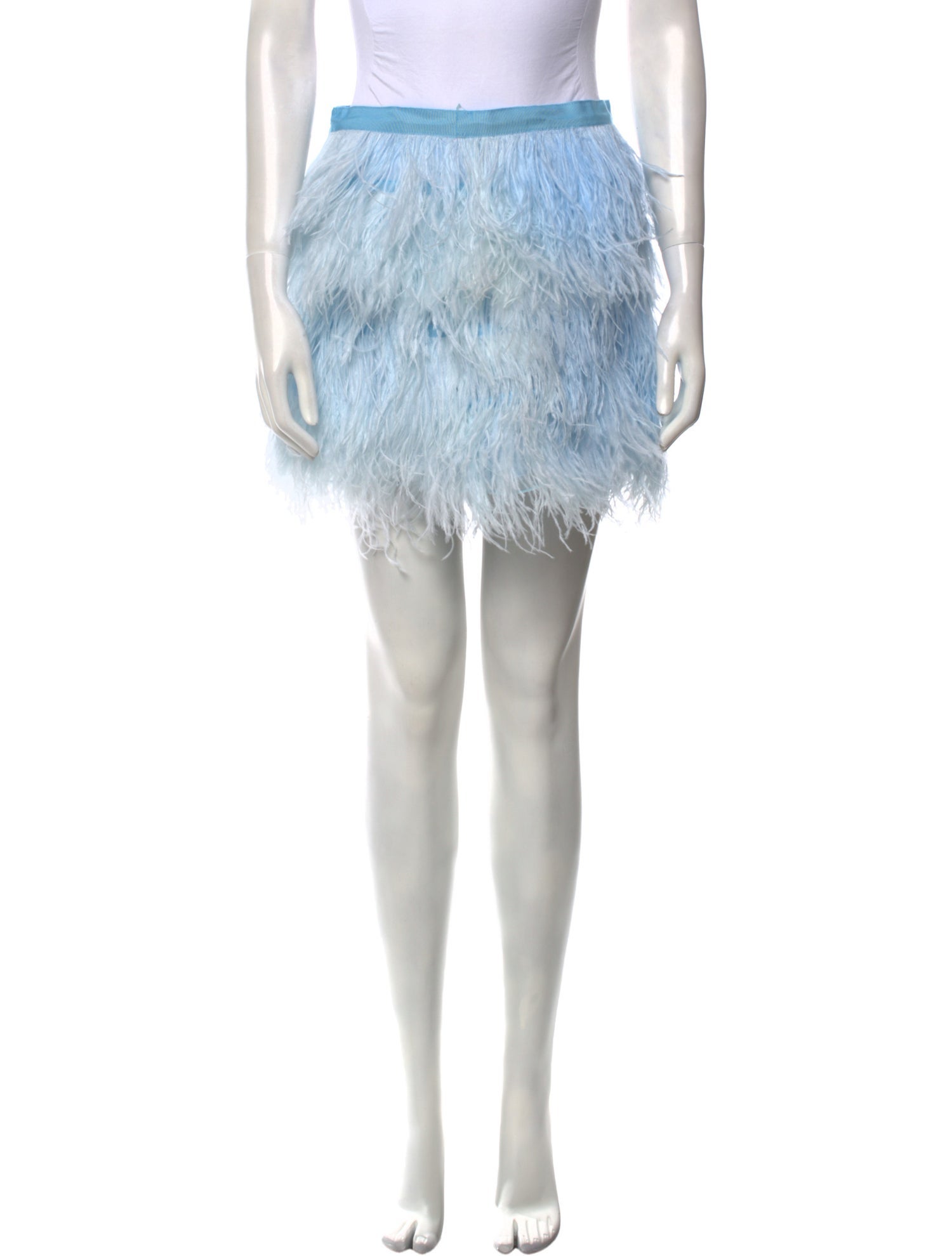 Brandon Maxwell Ostrich Feather Mini Skirt