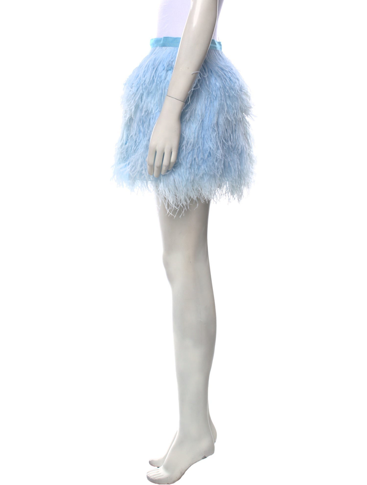 Brandon Maxwell Ostrich Feather Mini Skirt