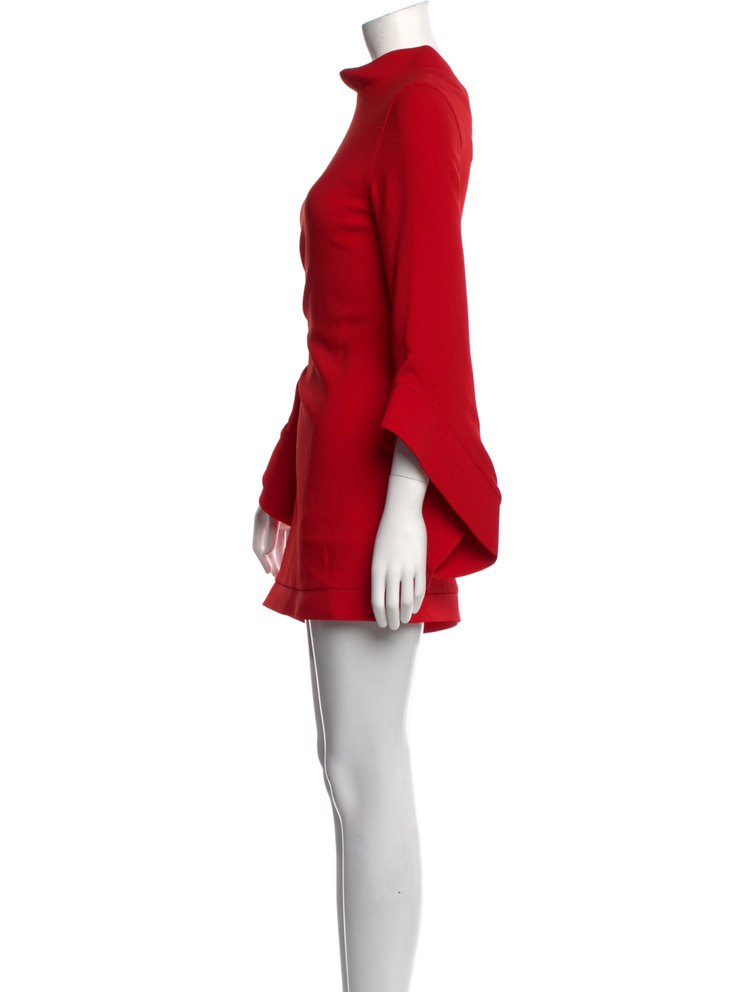 Brandon Maxwell Mock Neck Mini Dress