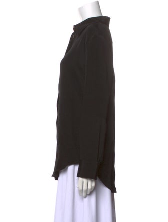 Brandon Maxwell Silk Long Sleeve Button-Up Top