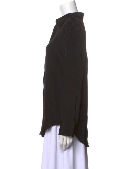 Brandon Maxwell Silk Long Sleeve Button-Up Top