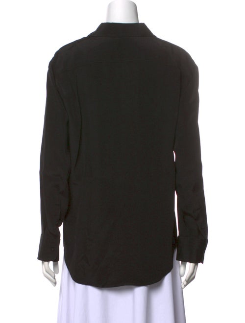 Brandon Maxwell Silk Long Sleeve Button-Up Top