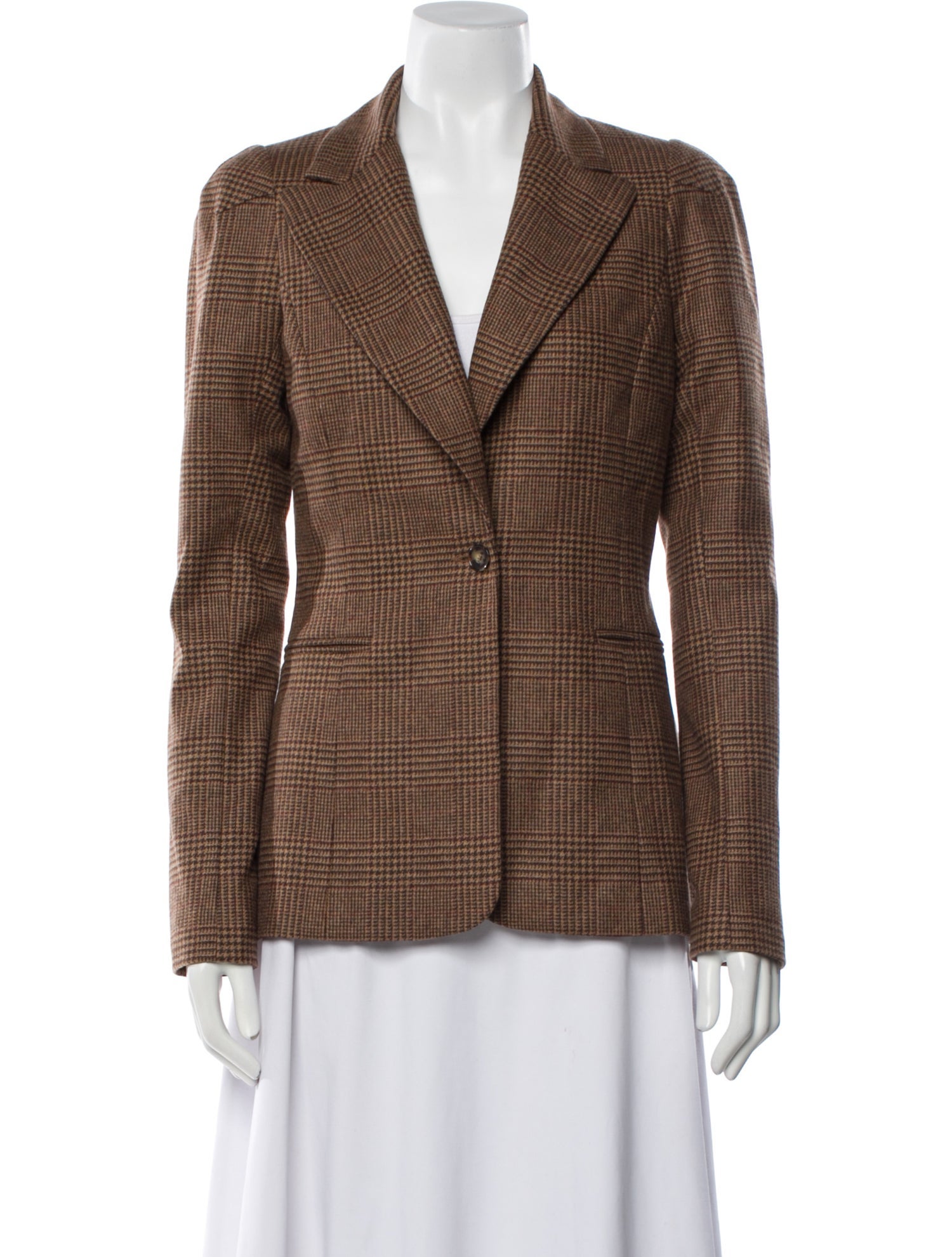 Brandon Maxwell Wool Plaid Print Blazer