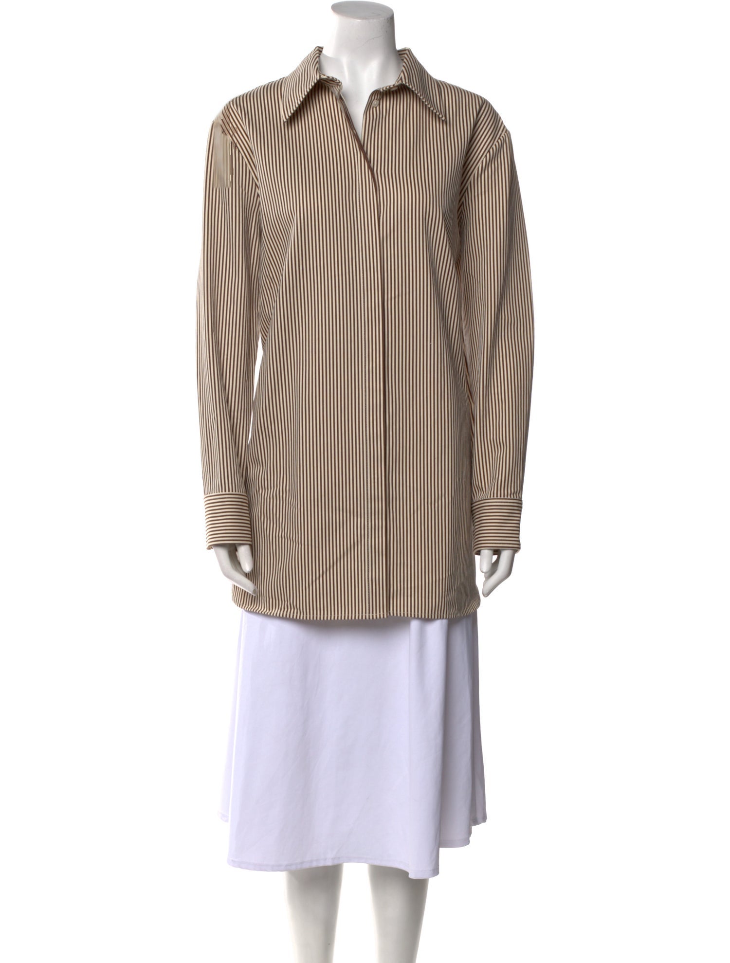 Brandon Maxwell Striped Long Sleeve Tunic