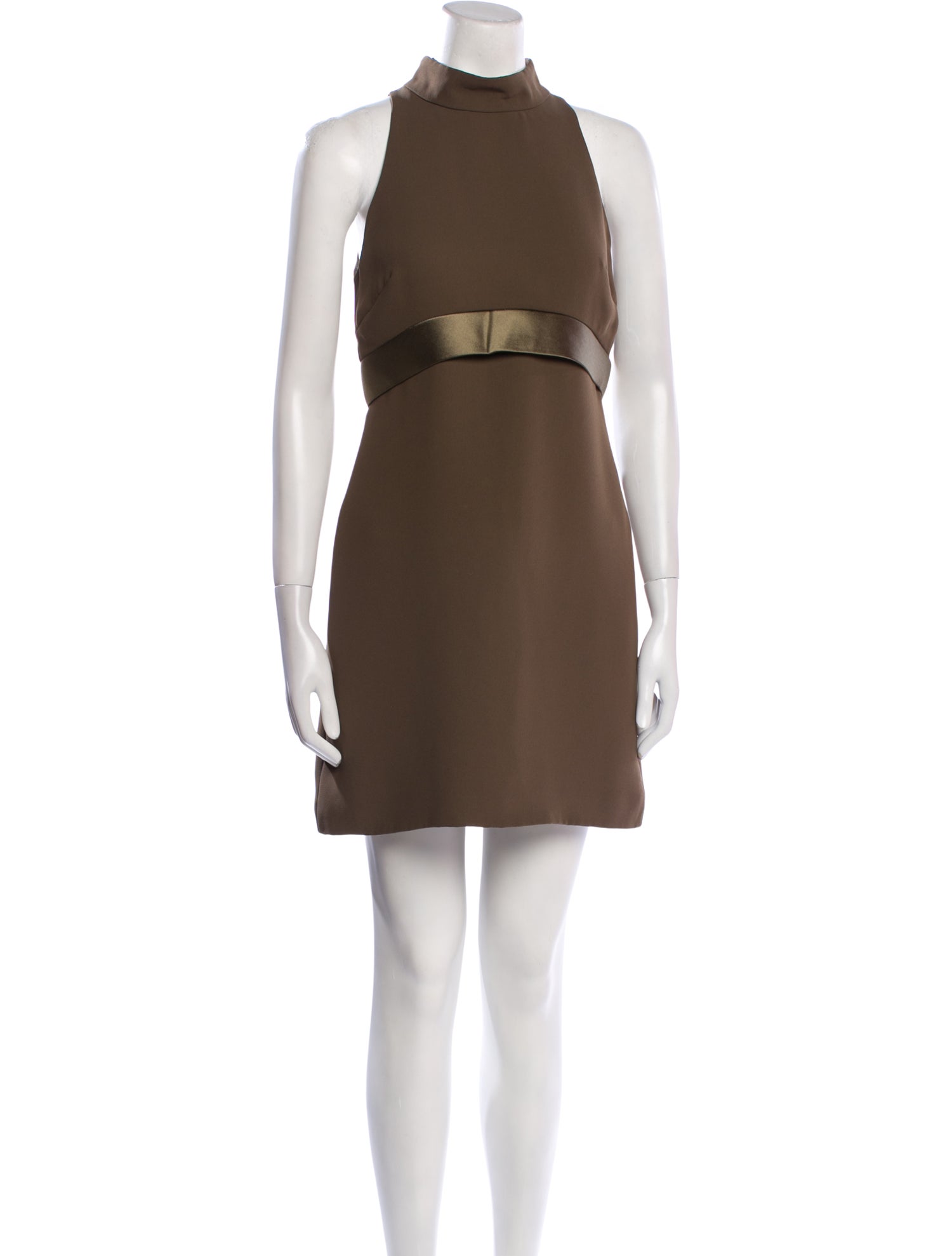 Brandon Maxwell Mock Neck Mini Dress