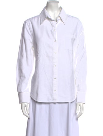 Brandon Maxwell Long Sleeve Button-Up Top