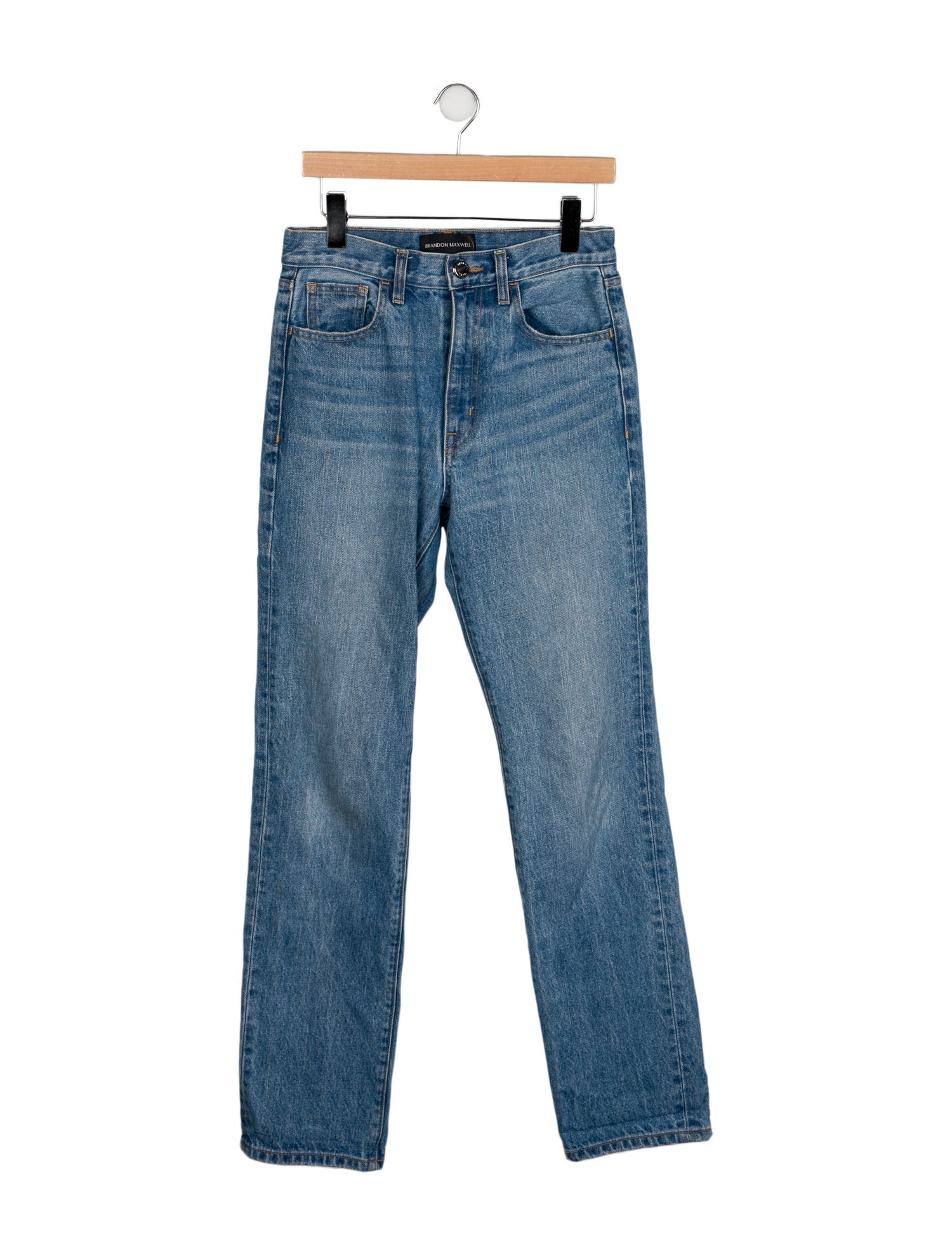 Brandon Maxwell High-Rise Straight Leg Jeans