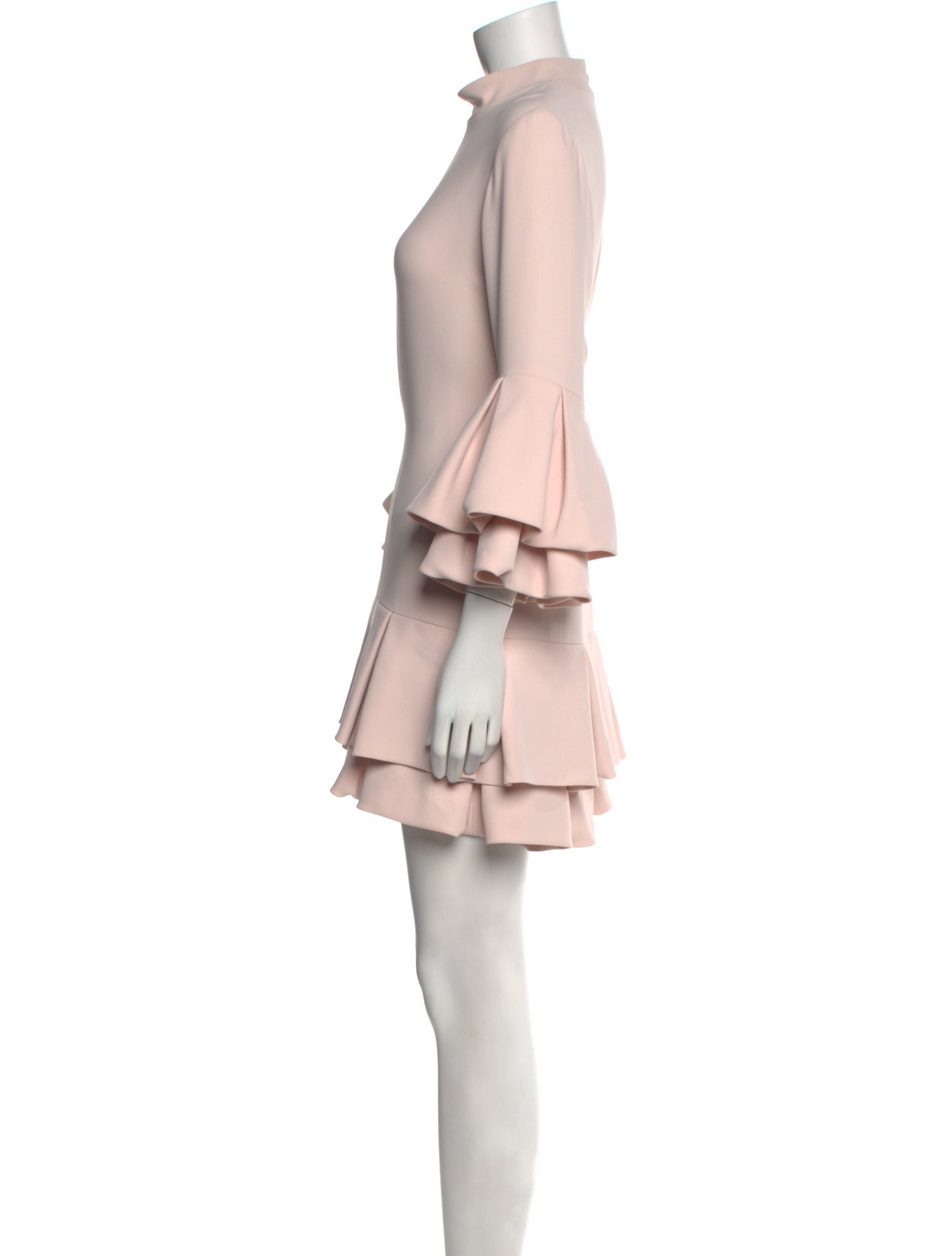 Brandon Maxwell Mock Neck Mini Dress