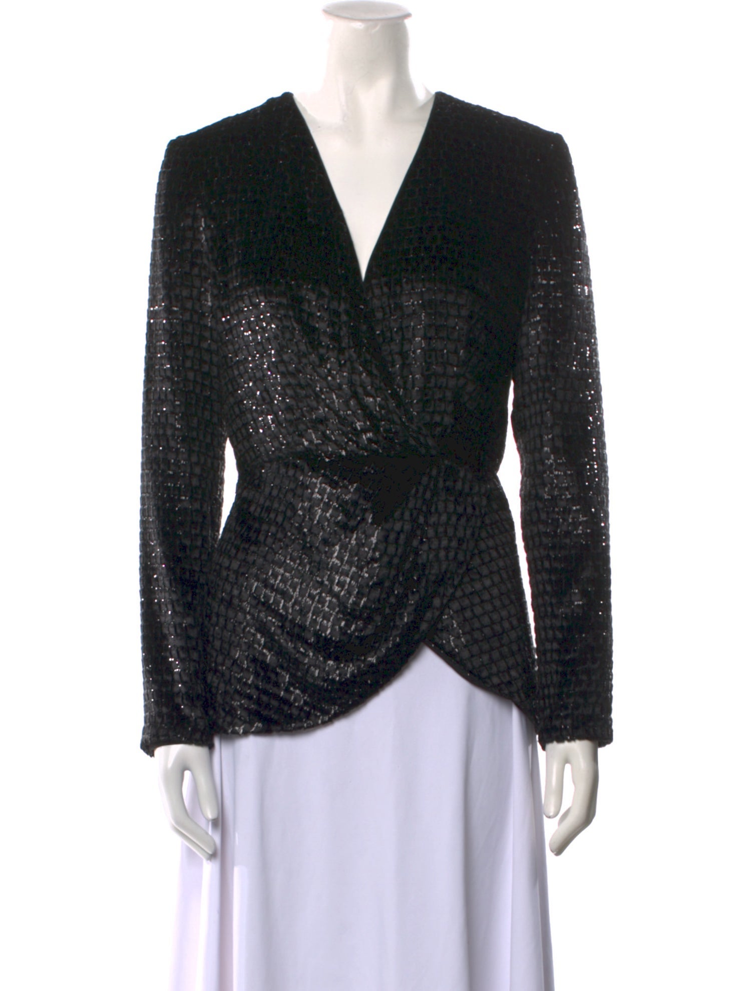 Brandon Maxwell Patterned V-Neck Blouse