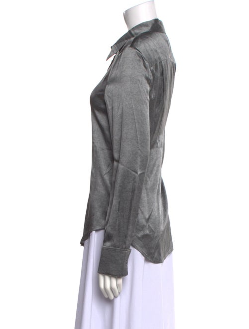 Brandon Maxwell Silk Long Sleeve Button-Up Top