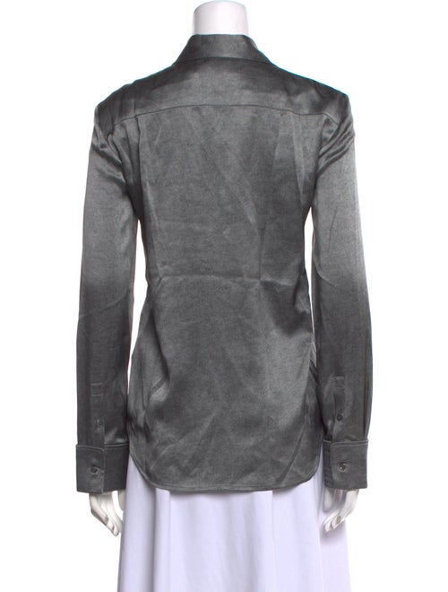 Brandon Maxwell Silk Long Sleeve Button-Up Top