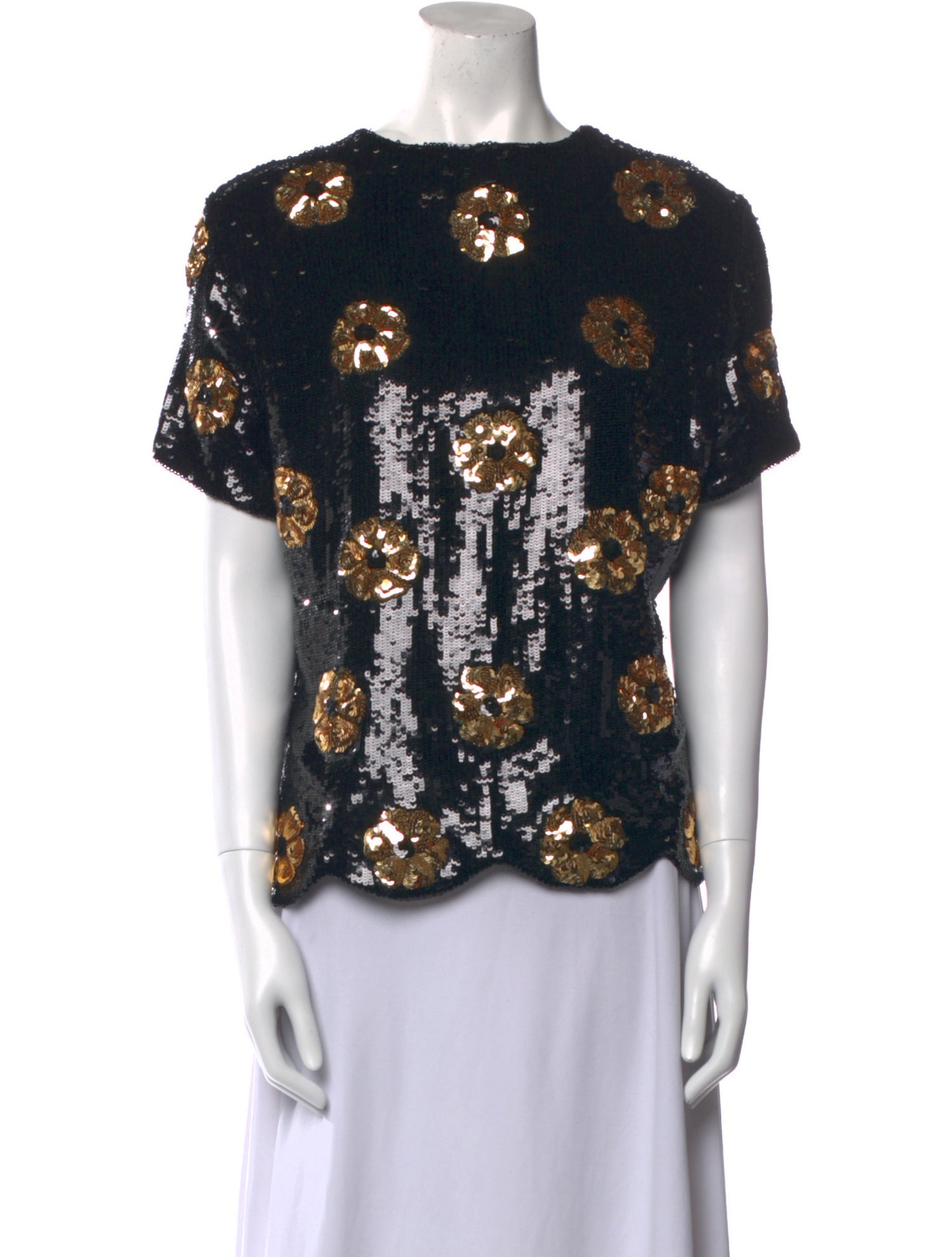 Brandon Maxwell Floral Print Bateau Neckline Blouse