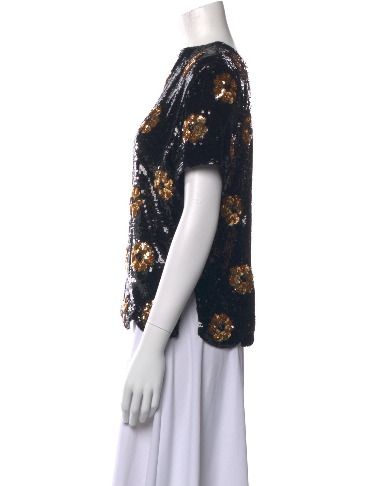 Brandon Maxwell Floral Print Bateau Neckline Blouse