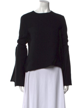 Brandon Maxwell Crew Neck Long Sleeve Top