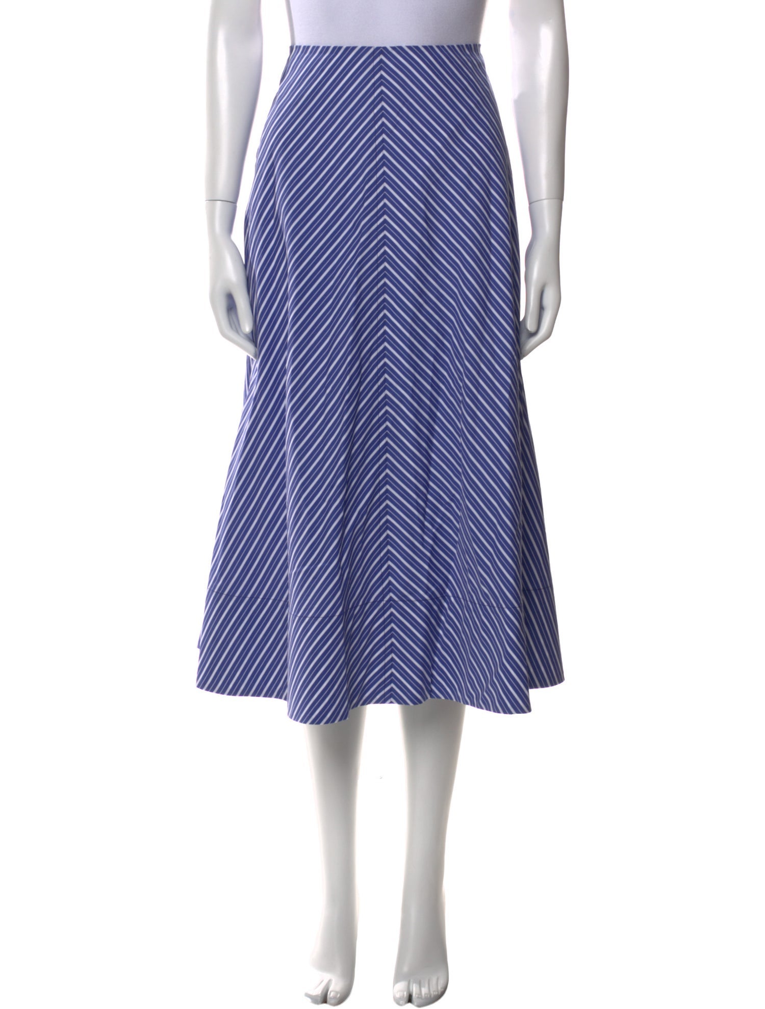 Brandon Maxwell Striped Midi Length Skirt