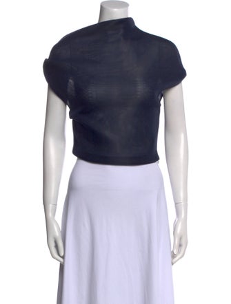 Brandon Maxwell Bateau Neckline Short Sleeve Crop Top